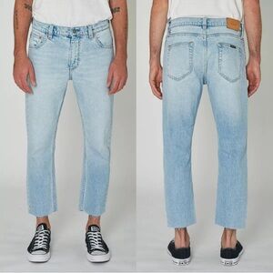 Rolla's Relaxo Chop Mens Jeans Size 34 Blue Original Bleach Denim Cut Off Casual